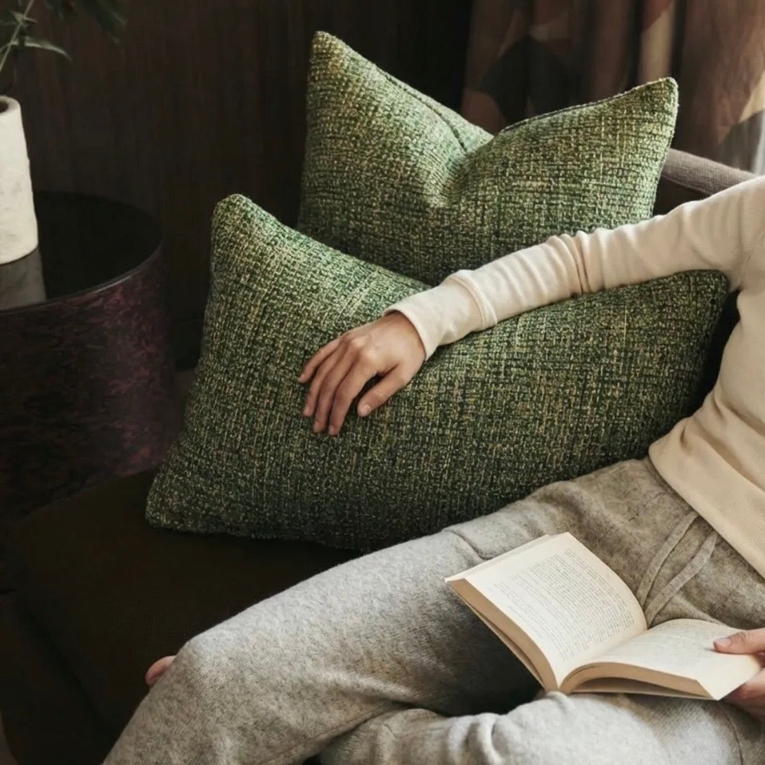 Yeşil Kare Kırlent Kılıfı Seti (Kare Kırlent ve Bel Kırlent Kılıfı)