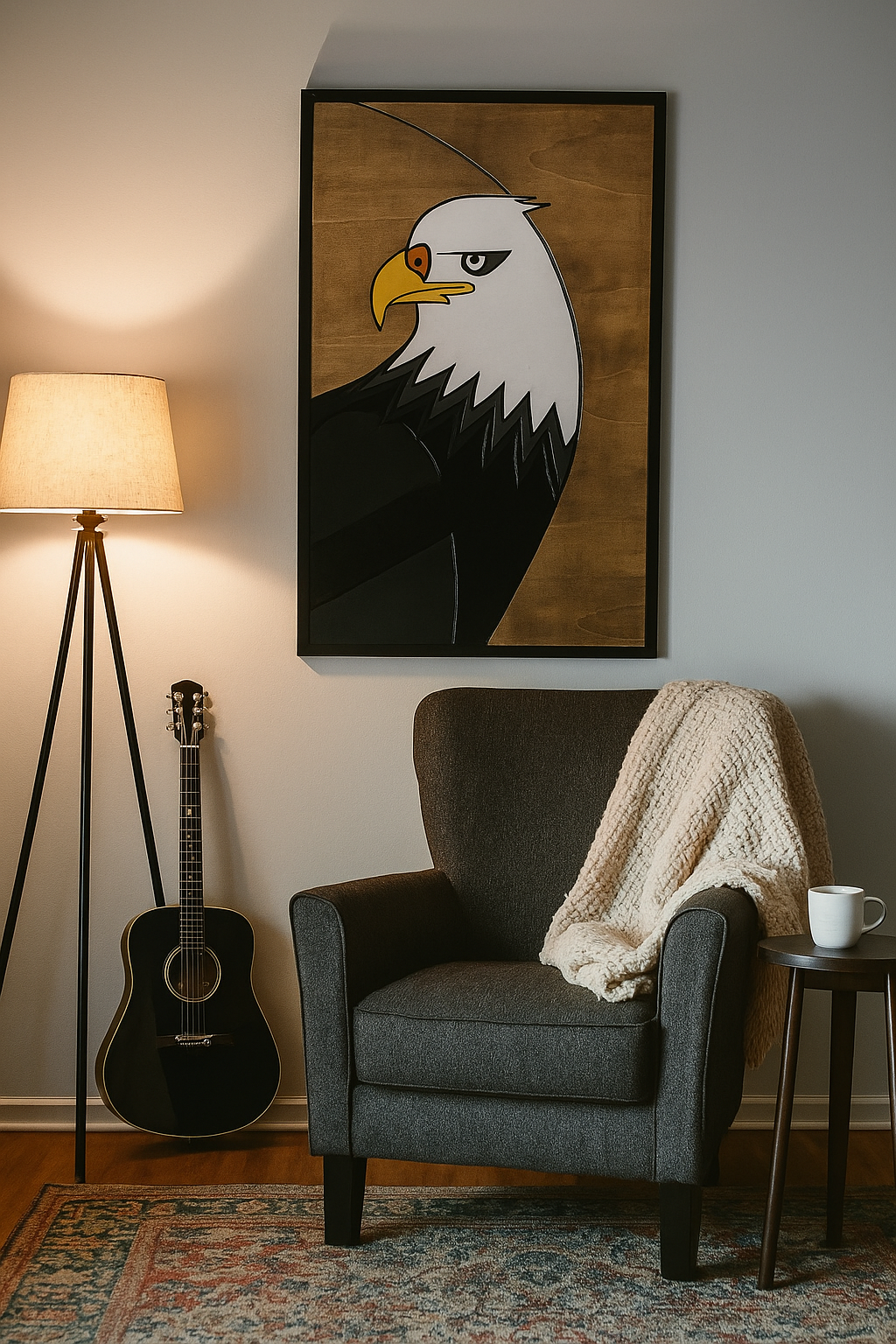 Doğal Ahşap Duvar Tablosu-Kartal