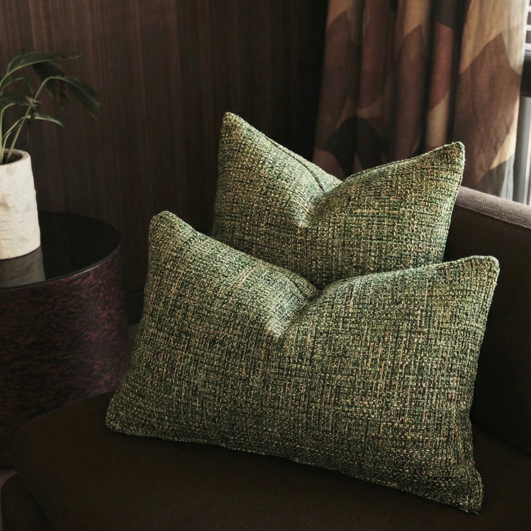 Yeşil Kare Kırlent Kılıfı Seti (Kare Kırlent ve Bel Kırlent Kılıfı)